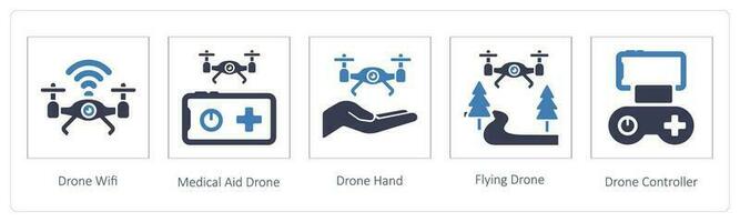 Drone Wifi and medical aid drone vector