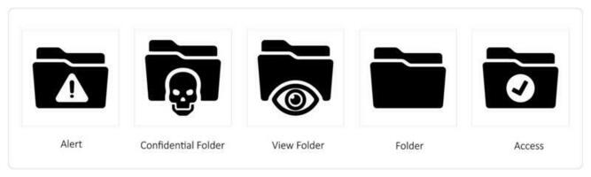 alert, confidential folder and view folder vector