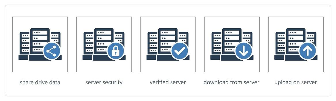 compartir conducir datos y servidor seguridad vector