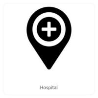 Hospital and location icon concept vector