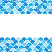 Fish scales border, abstract waves frame, vector design template