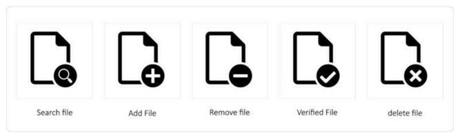 Search file, Add File, Remove file vector