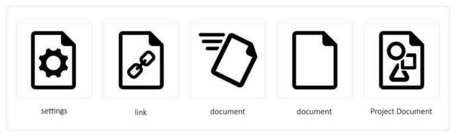 ajustes, enlace, documento, proyecto documento vector