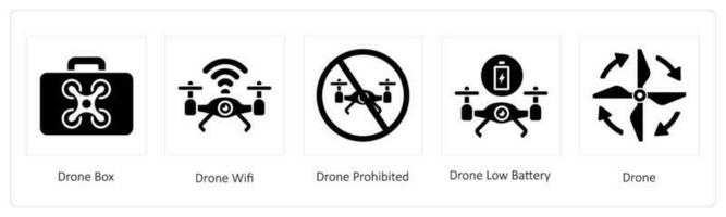 Drone Box, Drone Wifi and Drone Prohibited vector