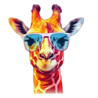 watercolor giraffe wearing sunglasses . AI Generated png