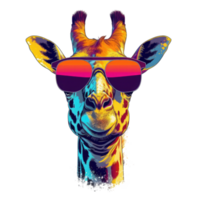 acquerello giraffa indossare occhiali da sole . ai generato png