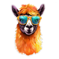 acquerello alpaca indossare occhiali da sole . ai generato png