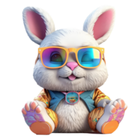 watercolor bunny wearing sunglasses . AI Generated png