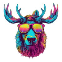 watercolor moose wearing sunglasses . AI Generated png