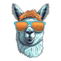 watercolor alpaca wearing sunglasses . AI Generated png