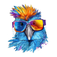 watercolor bird wearing sunglasses . AI Generated png