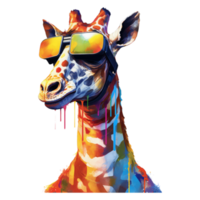 watercolor giraffe wearing sunglasses . AI Generated png