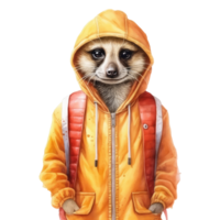 aquarelle suricate habillé dans vêtements . ai généré png