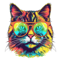 acuarela gato vistiendo Gafas de sol . ai generado png