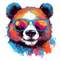watercolor panda wearing sunglasses . AI Generated png