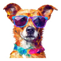 watercolor dog wearing sunglasses . AI Generated png