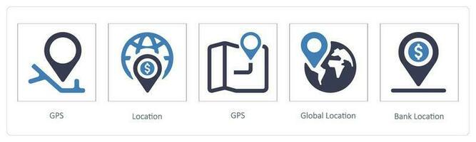 GPS, ubicación, global ubicación vector