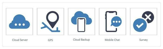 Cloud Server, GPS,  Cloud Backup vector