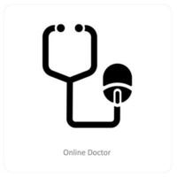 en línea médico y médico icono concepto vector