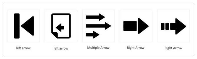 left arrow, Multiple Arrow vector