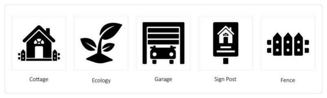 Cottage, Ecology, Garage vector