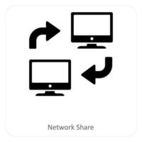 network share and folder icon concept vector