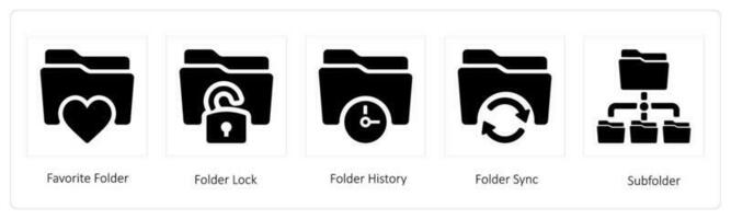 favorite, folder lock and folder history vector