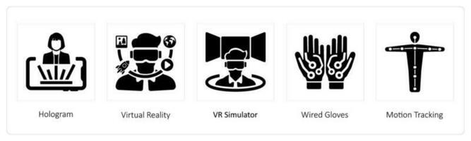 holograma y virtual realidad vector