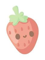strawberry kawaii food icon isolated vector