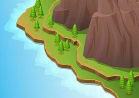 isometric rocky mountain vector