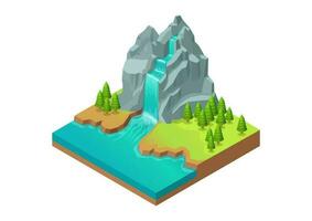 Isometric rocky mountain vector