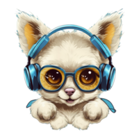 watercolor dog wearing headphones . AI Generated png