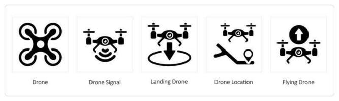 Drone, drone signal and Landing Drone vector