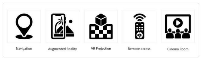 Navigation, argumented reality and vr projection vector