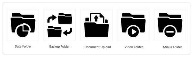 data folder, backup folder and document upload vector