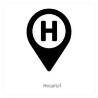 Hospital and location icon concept vector