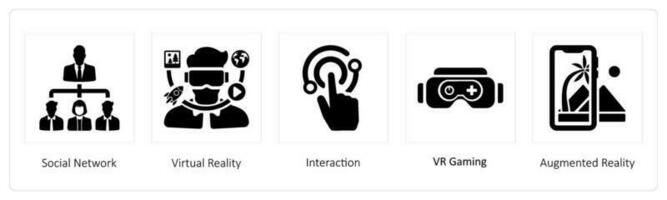 social network and virtual reality vector