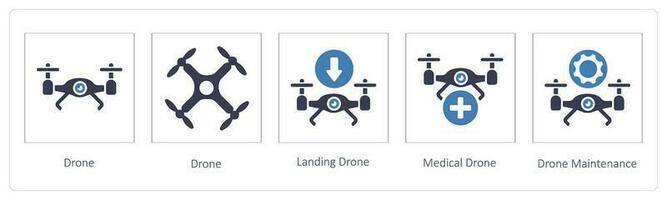 Drone, Landing Drone and Medical Drone vector