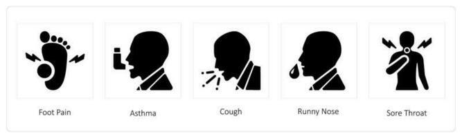 Foot Pain, Asthma, Cough vector