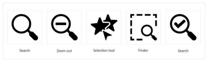 Search, Zoom out, Selection tool vector