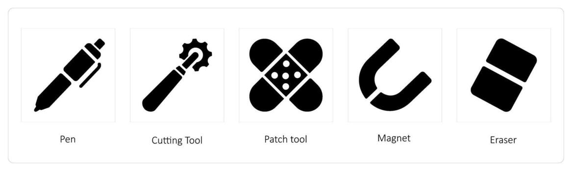 bolígrafo, corte herramienta, parche herramienta vector