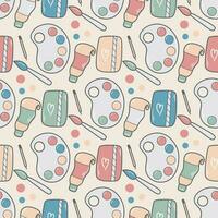 Hand drawn artistic set seamless pattern vector