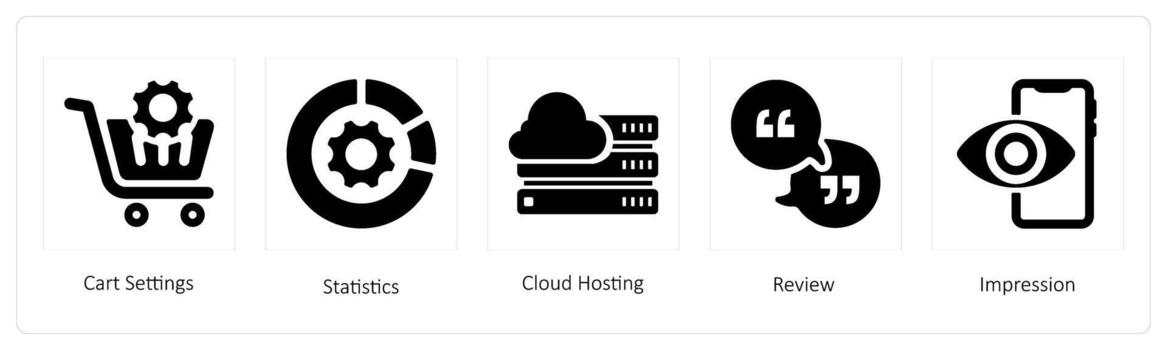 Cart Settings, Statistics, Cloud Hosting vector