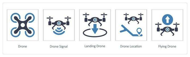 Drone, drone signal and Landing Drone vector