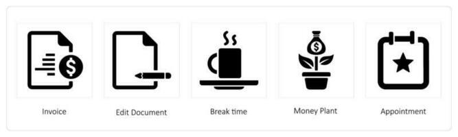 Invoice, Edit Document, Break time vector