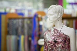 Woman mannequin in a fabric store.Woman mannequin photo