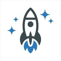 Rocket launch icon. Vector and glyph