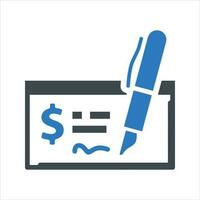 personal banco cheque con bolígrafo icono vector