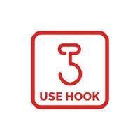 Use hooks packaging mark icon symbol vector