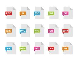 File format icon set isolated on white background vector